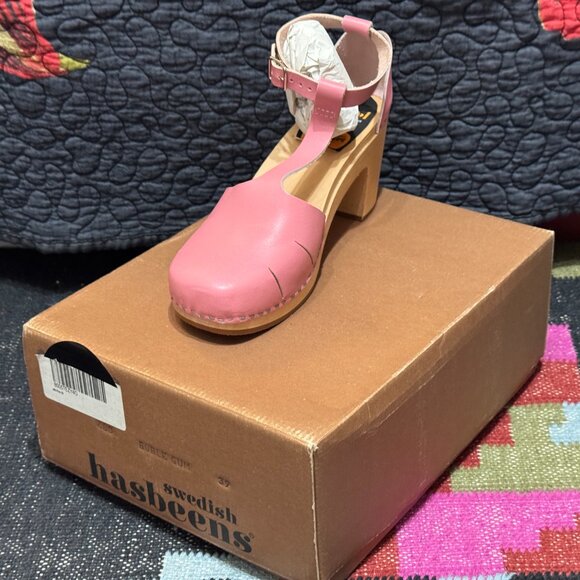 Swedish Hasbeens Baskemolla Toffel T-Strap Sandal, EU 39, Bubble Gum Pink - Picture 14 of 16